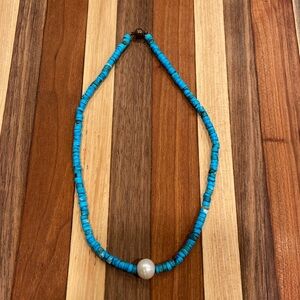 Blue Choker Necklace with Twist Clasp